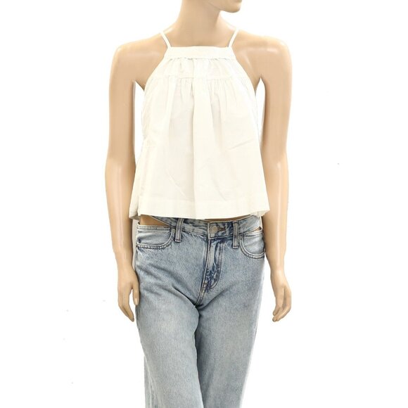 Free People Lace Cami Tank Blouse Top Sleeveless Cotton Poplin L New 278339 - Picture 2 of 6